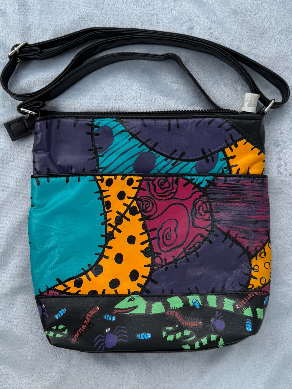 Hand painted the nightmare before Christmas - Halloween Patchwork Crossbody Bag - Picture 3 of 9